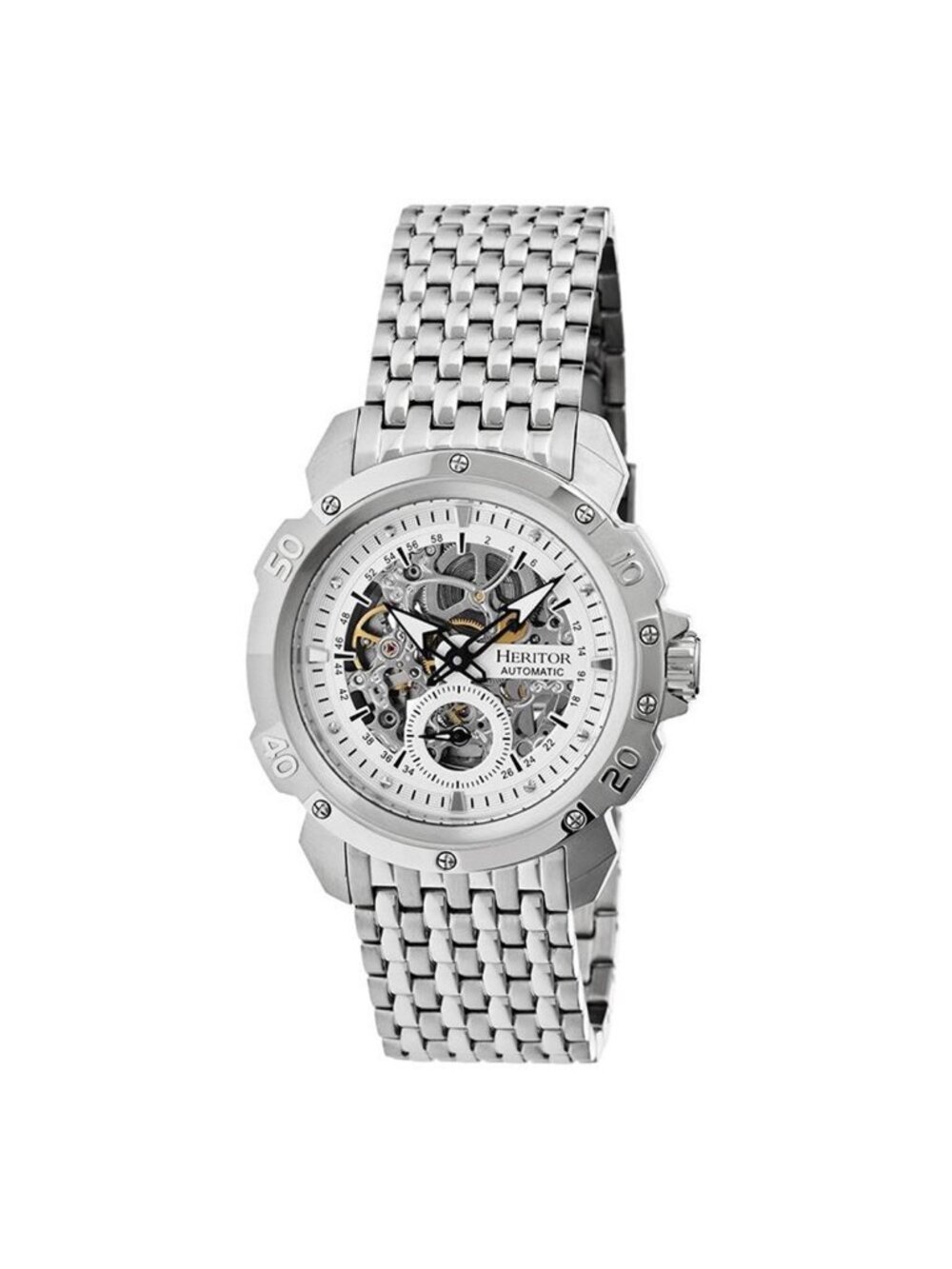 NWT Heritor Carter Silver Skeleton Dial Stainless Steel Men's Watch